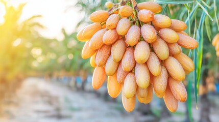 Harvesting fresh dates date palm orchard food photography sunny environment close-up view natural produce