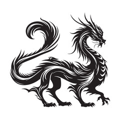 Fierce Dragon silhouette perfect for mystical and mythological designs - Dragon illustration - Dragon vector - mythical creature silhouette
