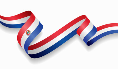 Paraguayan flag wavy abstract background. Vector illustration.