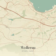 Vintage map of Wollerau, Switzerland.
