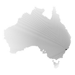 Dotted map of Australia centered on Sydney