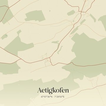 Vintage map of Aetigkofen, Switzerland.