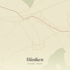 Vintage map of Hüniken, Switzerland.