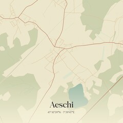 Fototapeta premium Vintage map of Aeschi, Switzerland.