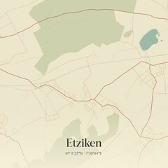 Vintage map of Etziken, Switzerland.