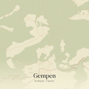 Vintage map of Gempen, Switzerland.