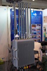 Close-up of the antenna of a professional communication device