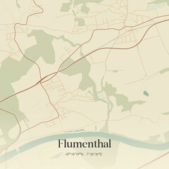 Fototapeta premium Vintage map of Flumenthal, Switzerland.