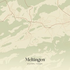 Vintage map of Meltingen, Switzerland.