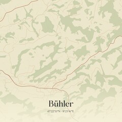 Vintage map of Bühler, Switzerland.