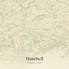 Vintage map of Hundwil, Switzerland.
