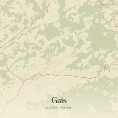 Fototapeta premium Vintage map of Gais, Switzerland.