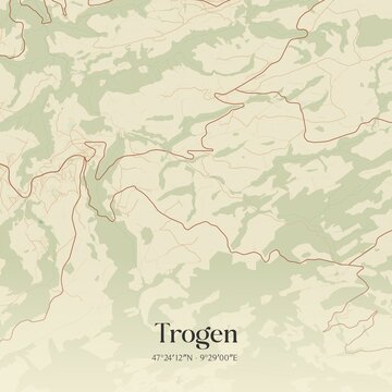Vintage map of Trogen, Switzerland.