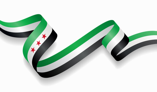 Syrian flag wavy abstract background. Vector illustration.