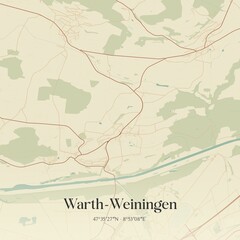 Vintage map of Warth-Weiningen, Switzerland.