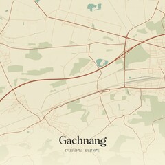 Vintage map of Gachnang, Switzerland.
