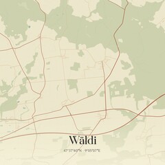 Vintage map of Wäldi, Switzerland.