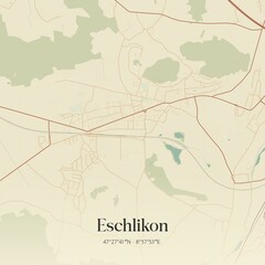 Vintage map of Eschlikon, Switzerland.