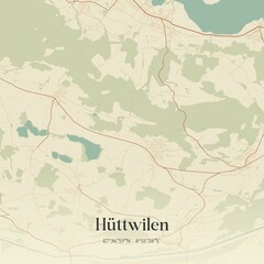 Vintage map of Hüttwilen, Switzerland.