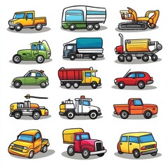 Colorful Cartoon Vehicles Various Styles
