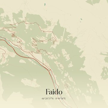 Vintage map of Faido, Switzerland.