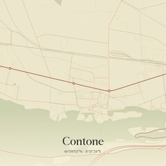 Vintage map of Contone, Switzerland.