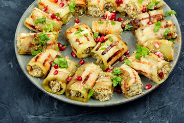 Delicacies eggplant rolls.