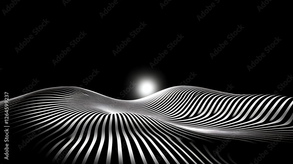 Aufkleber stripped wavy landscape shines under light with stripped pattern visual art and wavy abstraction