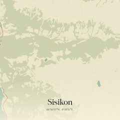 Vintage map of Sisikon, Switzerland.