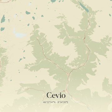 Vintage map of Cevio, Switzerland.