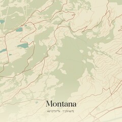 Vintage map of Montana, Switzerland.