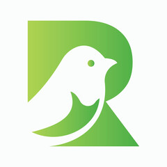 Initial Letter R Dove Logo Concept For Freedom Symbol Vector Template