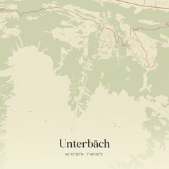 Vintage map of Unterbäch, Switzerland.