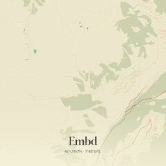 Vintage map of Embd, Switzerland.