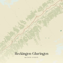 Vintage map of Reckingen-Gluringen, Switzerland.