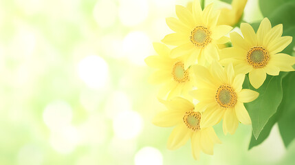 Obraz premium Sunflowers Elegance in Light Fresh Hues Delicate Floral Beauty with Bokeh Background Harmony of Nature