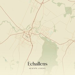 Vintage map of Echallens, Switzerland.