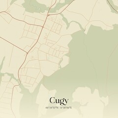 Vintage map of Cugy, Switzerland.