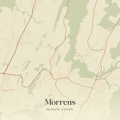 Vintage map of Morrens, Switzerland.