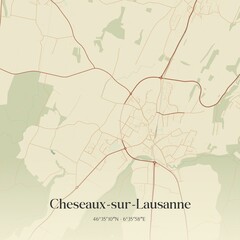 Obraz premium Vintage map of Cheseaux-sur-Lausanne, Switzerland.