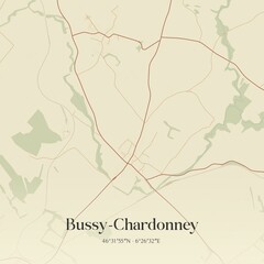 Obraz premium Vintage map of Bussy-Chardonney, Switzerland.