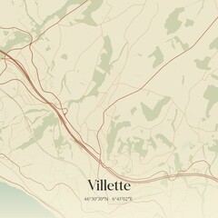 Vintage map of Villette, Switzerland.