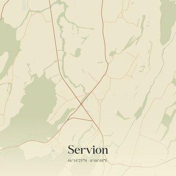 Vintage map of Servion, Switzerland.