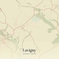 Vintage map of Lavigny, Switzerland.