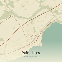 Vintage map of Saint-Prex, Switzerland.
