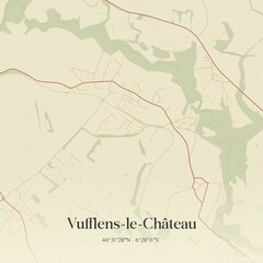 Vintage map of Vufflens-le-Château, Switzerland.