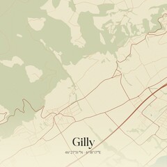 Vintage map of Gilly, Switzerland.