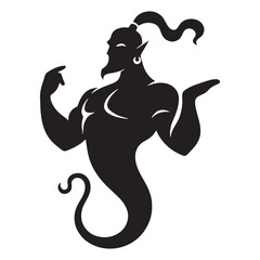 Bewitching Genie silhouette crafted for magical and fantasy visuals - Genie illustration - Genie vector - mythical creature silhouette
