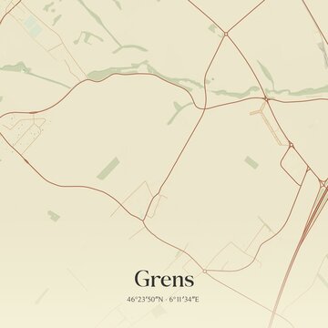 Vintage map of Grens, Switzerland.