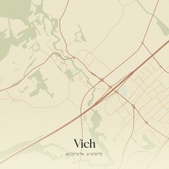 Vintage map of Vich, Switzerland.